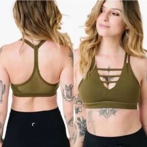 ZYIA Active Olive Green Grid Sports Bra size Large